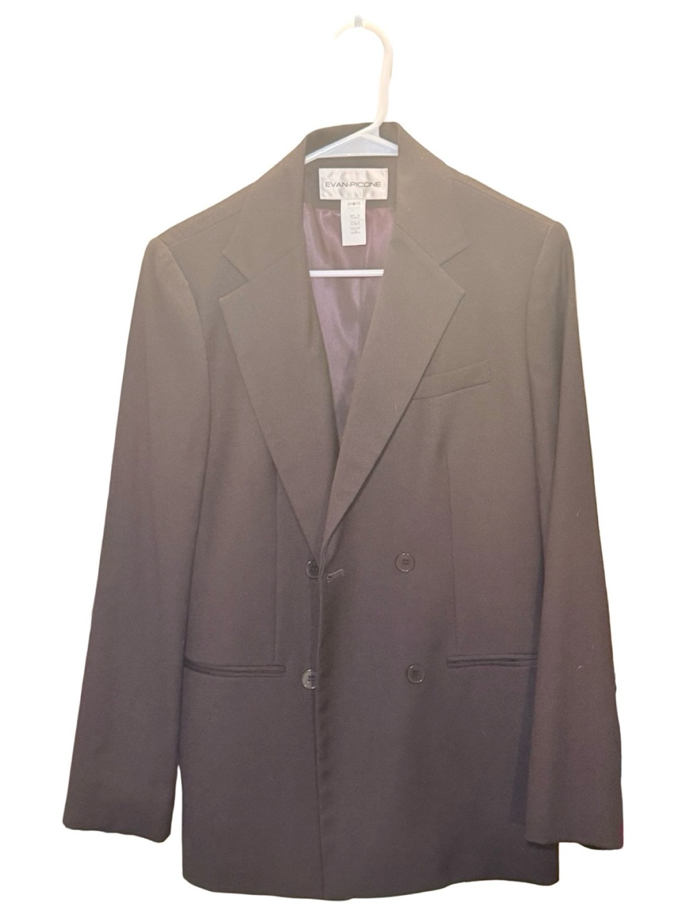 EVAN PICONE Vintage dark grey/black 100% Wool double-breasted blazer. Size 8.EUC